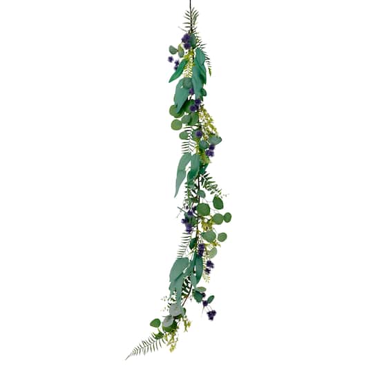 5ft. Green and Purple Eucalyptus Spring Garland